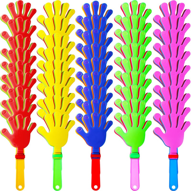 Sratte 80 Pcs 9.5 Inch Hand Clappers Noisemakers Bulk Clappers Noisemakers Party Favors Mini Hand Clappers Plastic Noise Makers for Sporting Events Fiesta Birthday Game Rewards Cheers Supplies - Image 1